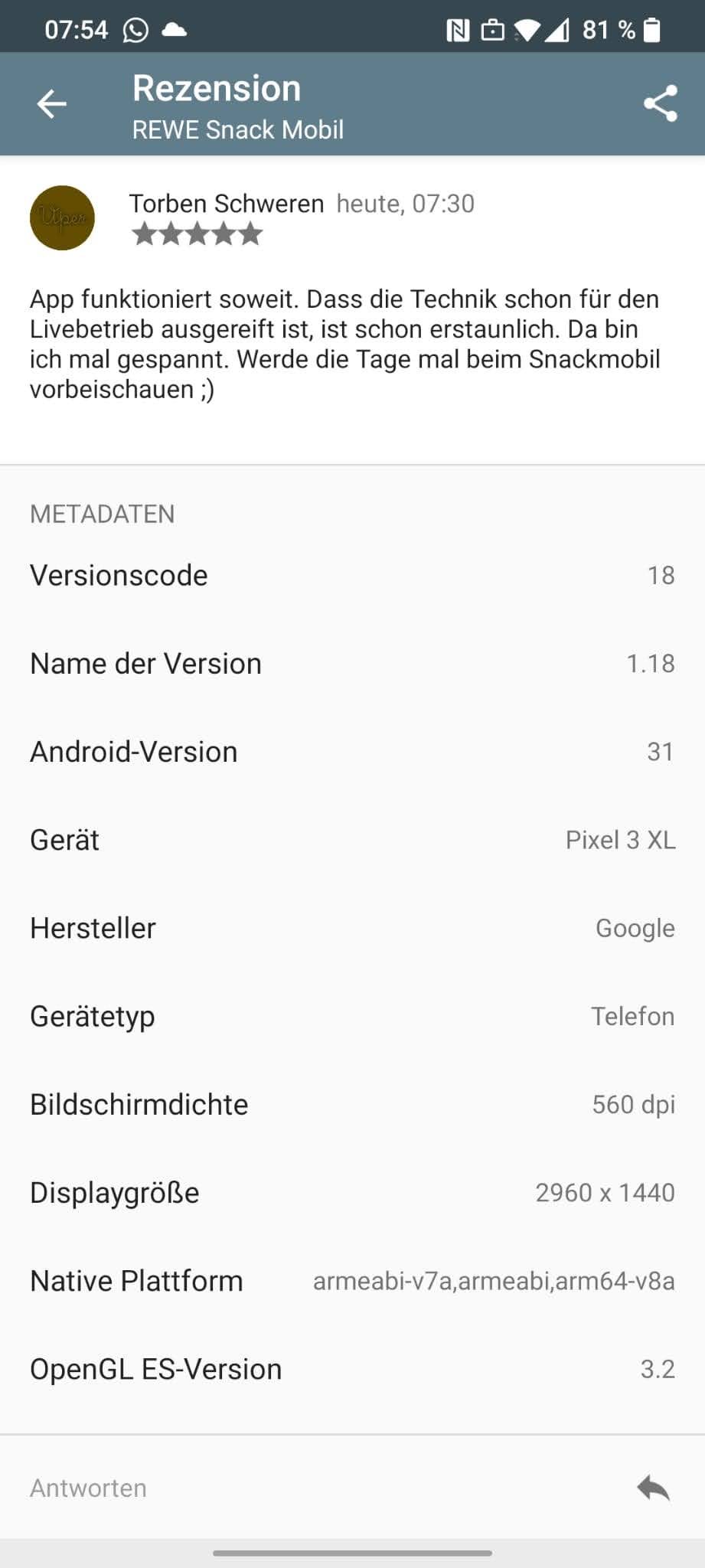 App-Bewertung mit 5 Sternen